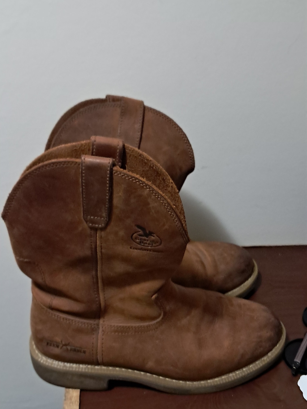Georgia Boot Brown Pull-On Cowboy Work Boots
